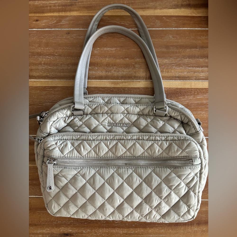 MZ Wallace Taupe Crosby Quilted Handbag